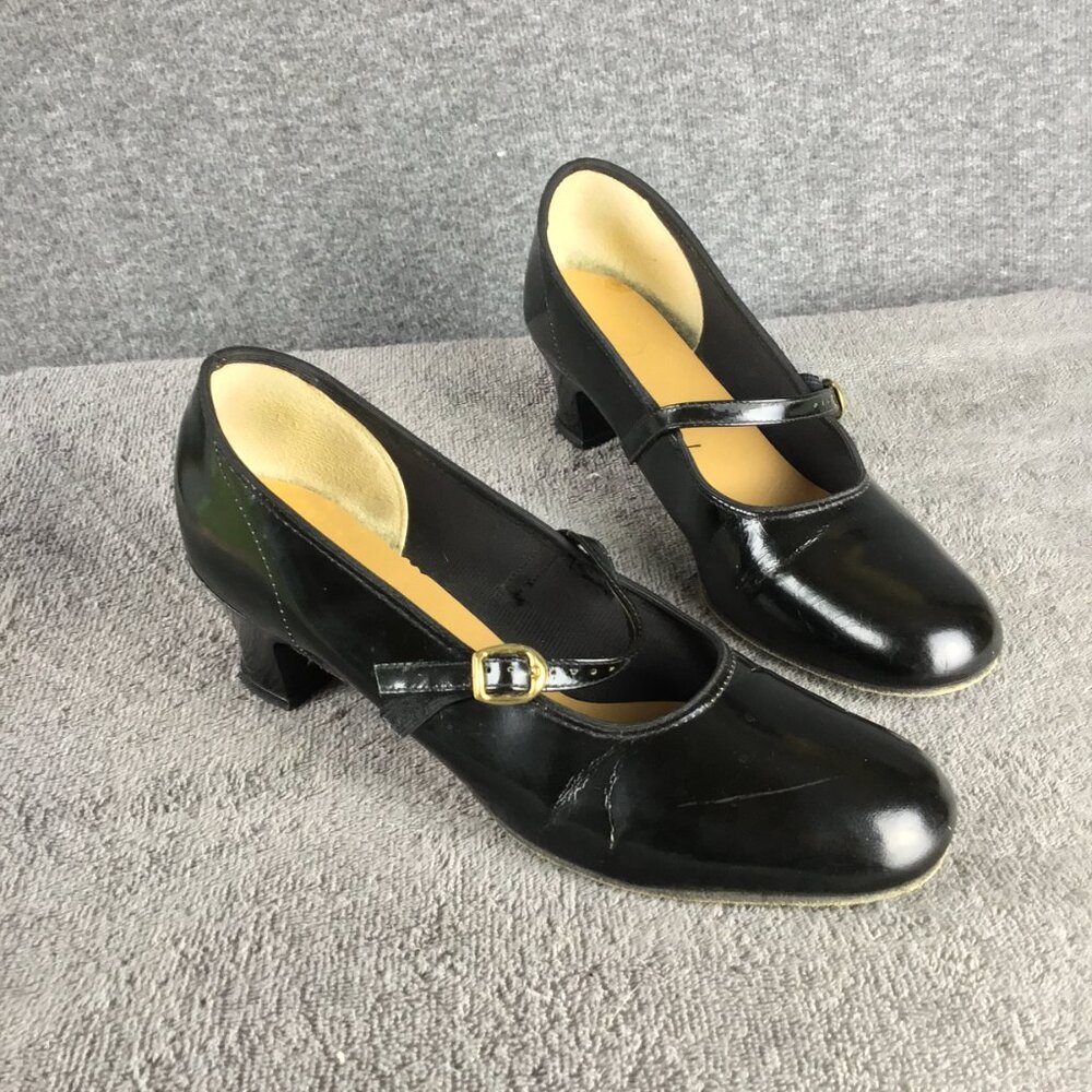 Vintage Made in USA Black Leather Maryjanes‎ Sz 8.5M